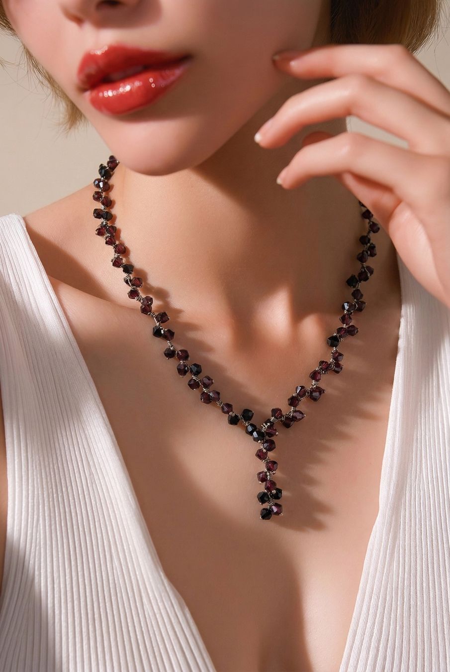 Catenine: Schöne Granat Kette NEU – Nuovo e nell'imballaggio originale da Basel venduto da Chili007