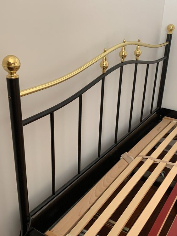 Designer Messingbett schwarz/gold mit Lattenrost 140x200 (Gebraucht) in ...