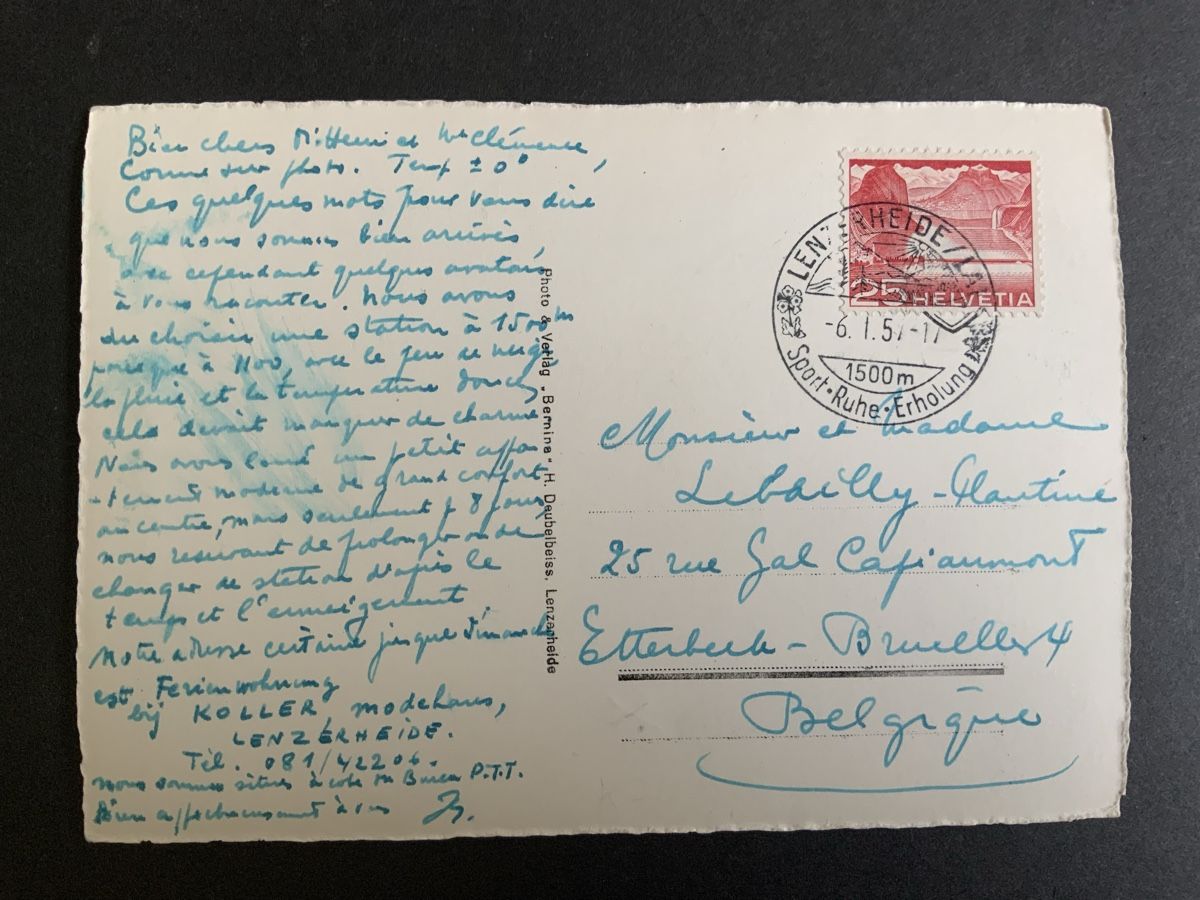 Cartoline postali: Ansichtskarte Lenzerheide Winter gelaufen 1957 – Usato da Binningen venduto da chr_cr5n 1