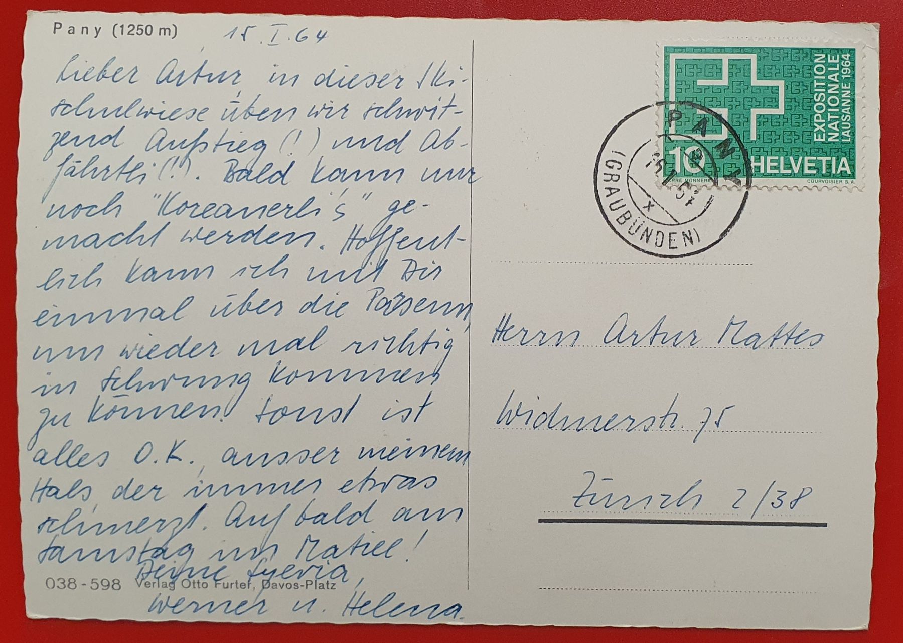 Cartoline postali: Pany GR, Winter 1964 – Usato da Kreuzlingen venduto da Rschweiz1 1