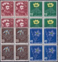 1949, J129-J132 Viererblöcke (Bildnisse) */** ungebraucht.