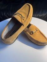 Originale Gucci Gold Horsebit Penny Loafers beige Wildleder