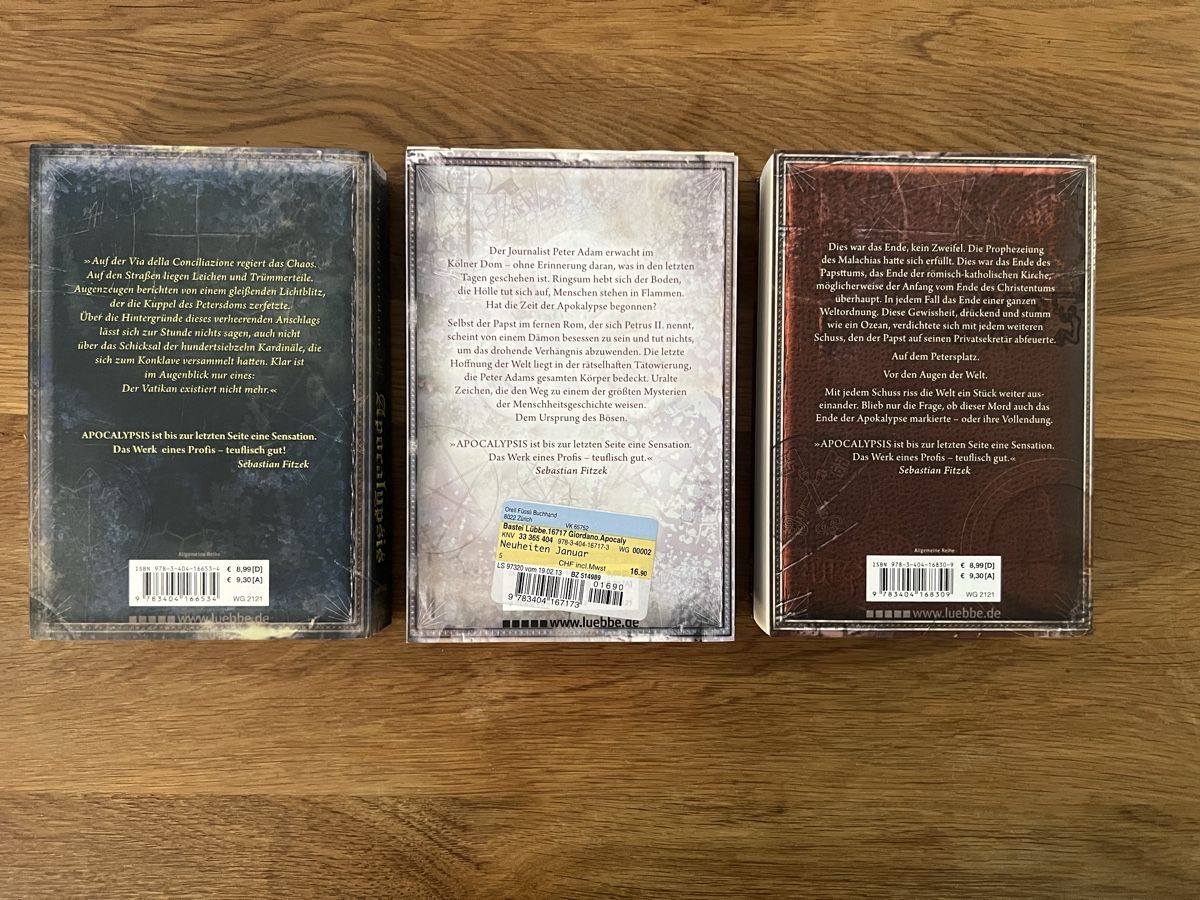 Bücher: Buchpacket Apocalypsis- Trilogie vom Mario Giordano – Gebraucht aus Uznach von Apuutze 1