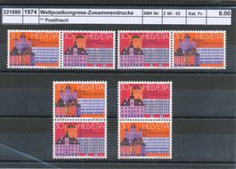 1974 Zusammendrucke "Weltpostkongress", ** postfrisch