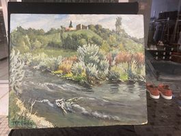 HUILE SUR PANNEAU SIGNÉE TAVERNIER
