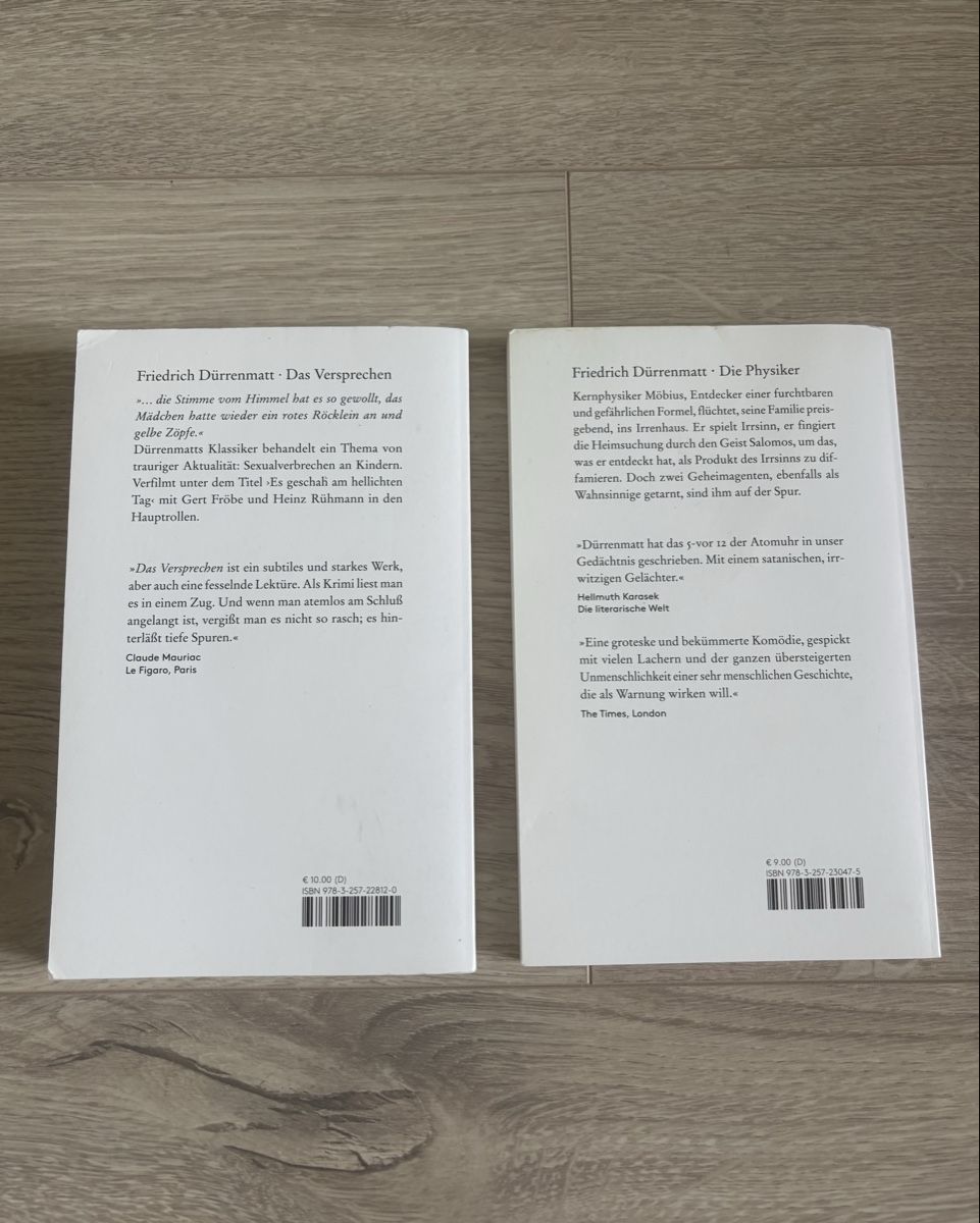 Libri: Lot Friedrich Dürrenmatt - Die Physiker/Das Versprechen – Usato da Pâquier-Montbarry venduto da dloic_ 1