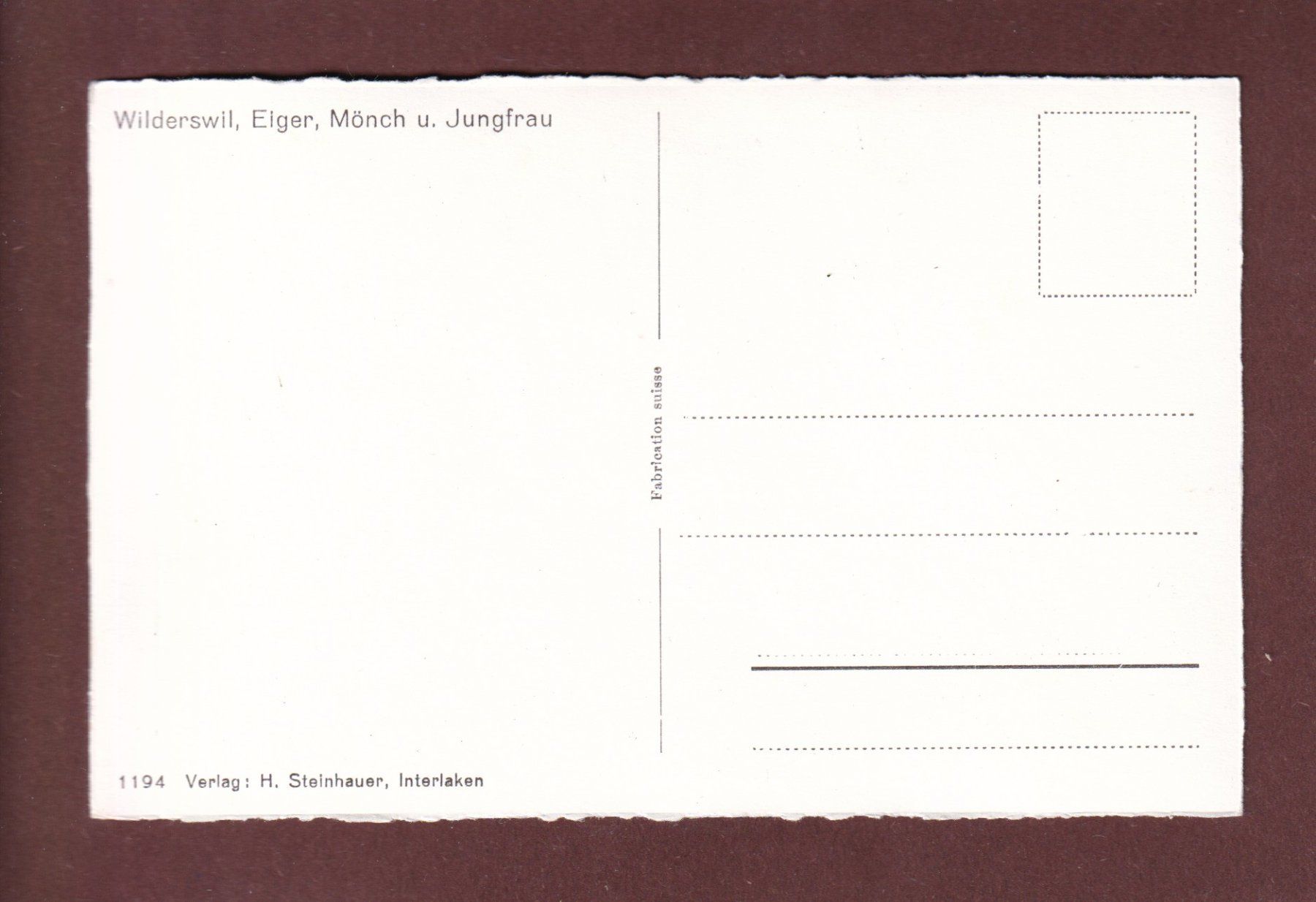 Cartoline postali: WILDERSWIL - Eiger - Mönch - Jungfrau – Usato da Pully venduto da nicecards-shop 1