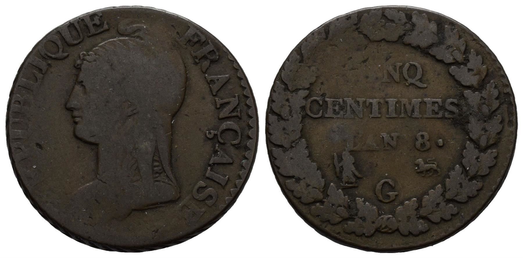 Tutti le monete: Genf5 Centimes Lan 8 , /94/ – Usato da Trimbach venduto da Solothurn1