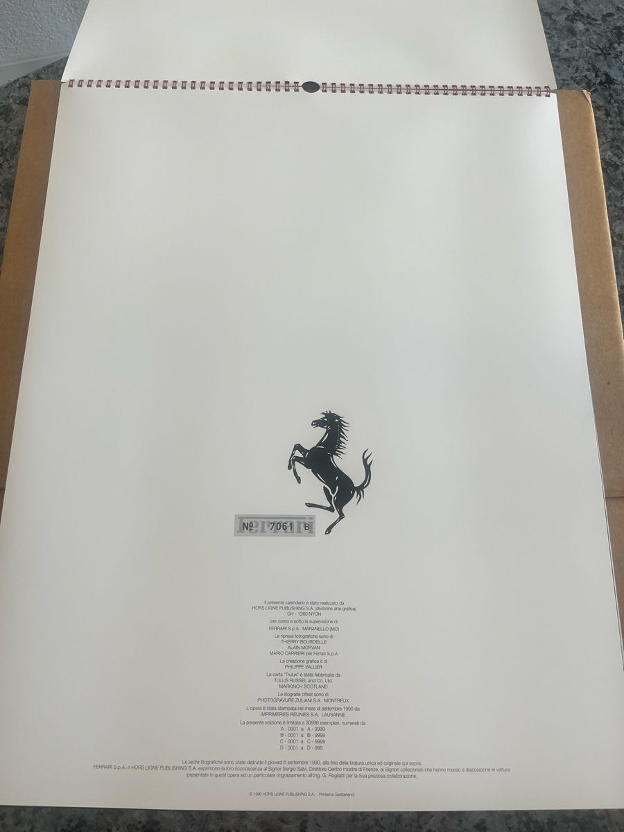 Ferrari Calendriers: Calendrier Ferrari 1991 série limitée  – D'occasion à Crissier par Texavery01 1