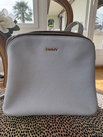 DKNY Umhängetasche hellgrau Leder gebraucht Zustand