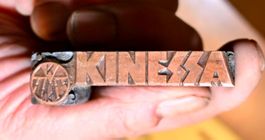 alter DRUCKSTOCK Klischee WERBE - KINESSA kupfer