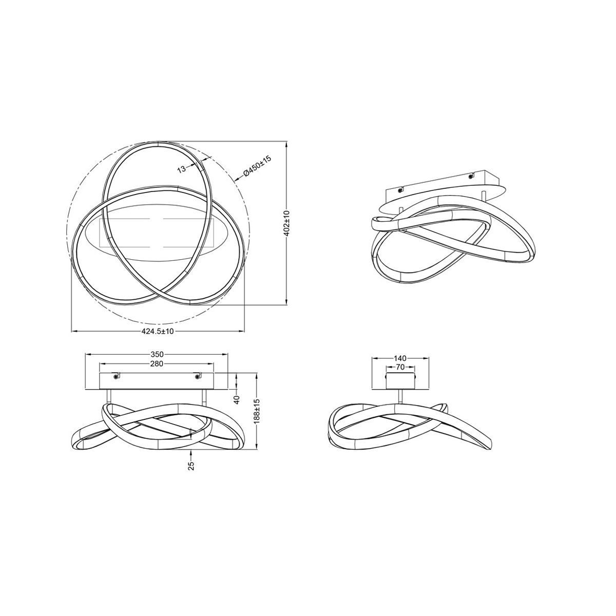 Lampadari & plafoniere: LED Deckenleuchte, Schwarz, 45 cm Ø – Nuovo (secondo la descrizione) da Kreuzlingen venduto da Smart-Light 2
