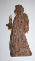 ENGEL mit Kerze aus Rindenholz,  H 40 cm, neuwertig