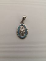 🤩MADONNA VON GUADALUPE SILBER-ANHÄNGER BLAUE UMRANDUNG NEU