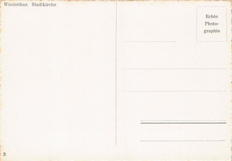 Ansichtskarten: Winterthur, Stadtkirche mit Oldtimer, um 1935-40 – Gebraucht aus Frauenfeld von POML 1