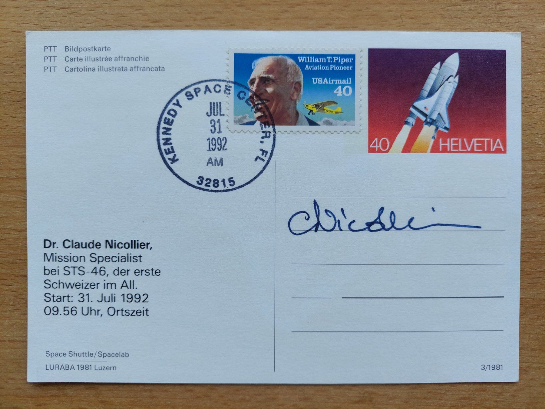 Autografi: Original Autogramm Claude Nicollier – Usato da Obfelden venduto da Foto_Bild_Kunst_Buch