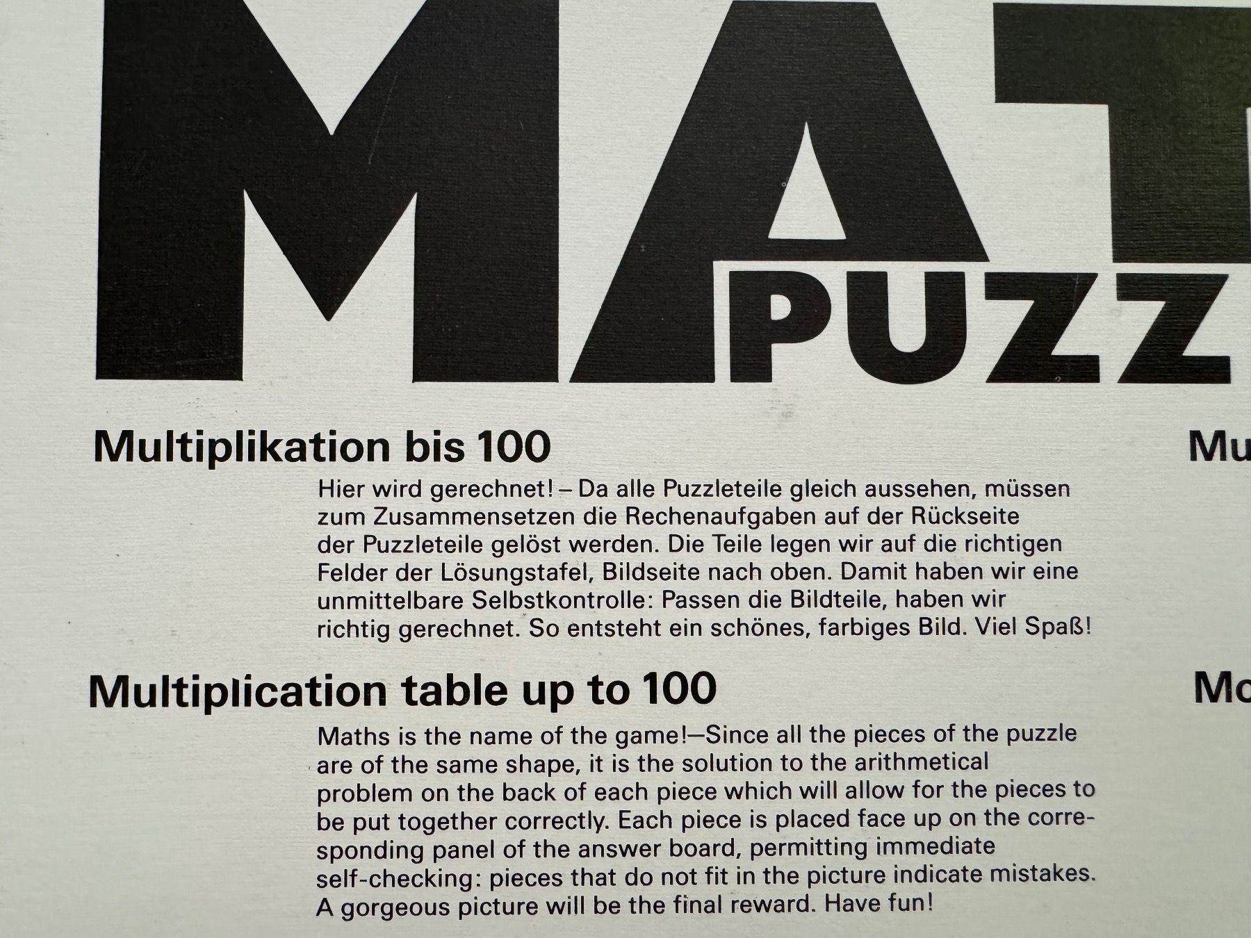 Schubi Lernmedien Giochi: SCHUBI Puzzle 1 x 1 Mathe bis 100 – Usato da Aarau venduto da Kilauea 1