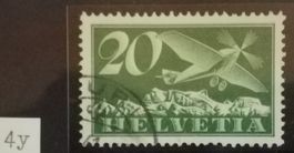 F43) F4y, Flugpostmarken Gekreidetes Papier Eck ⊙ Kt. 75.-