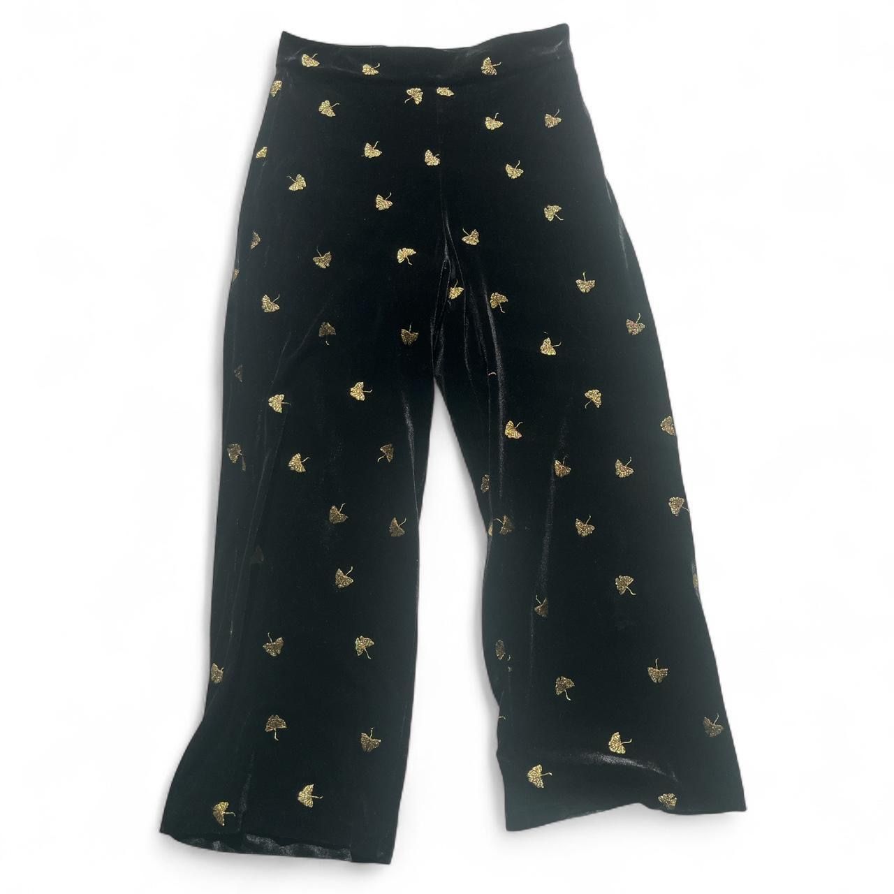 Other Stories Pantaloni: Schwarze Samt Culotte mit Ginkoblättern Grösse 38 – Usato da Zürich venduto da lil_rxs5