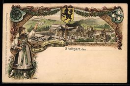 Litho Stuttgart, Ausstellung 1896, Wappe