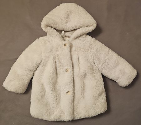 Baby Plüschjacke Orchestra, weiss mit Kapuze, Grösse 81/18M