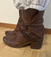 Braune Damen Stiefeletten mit Schnallen, Grösse 41