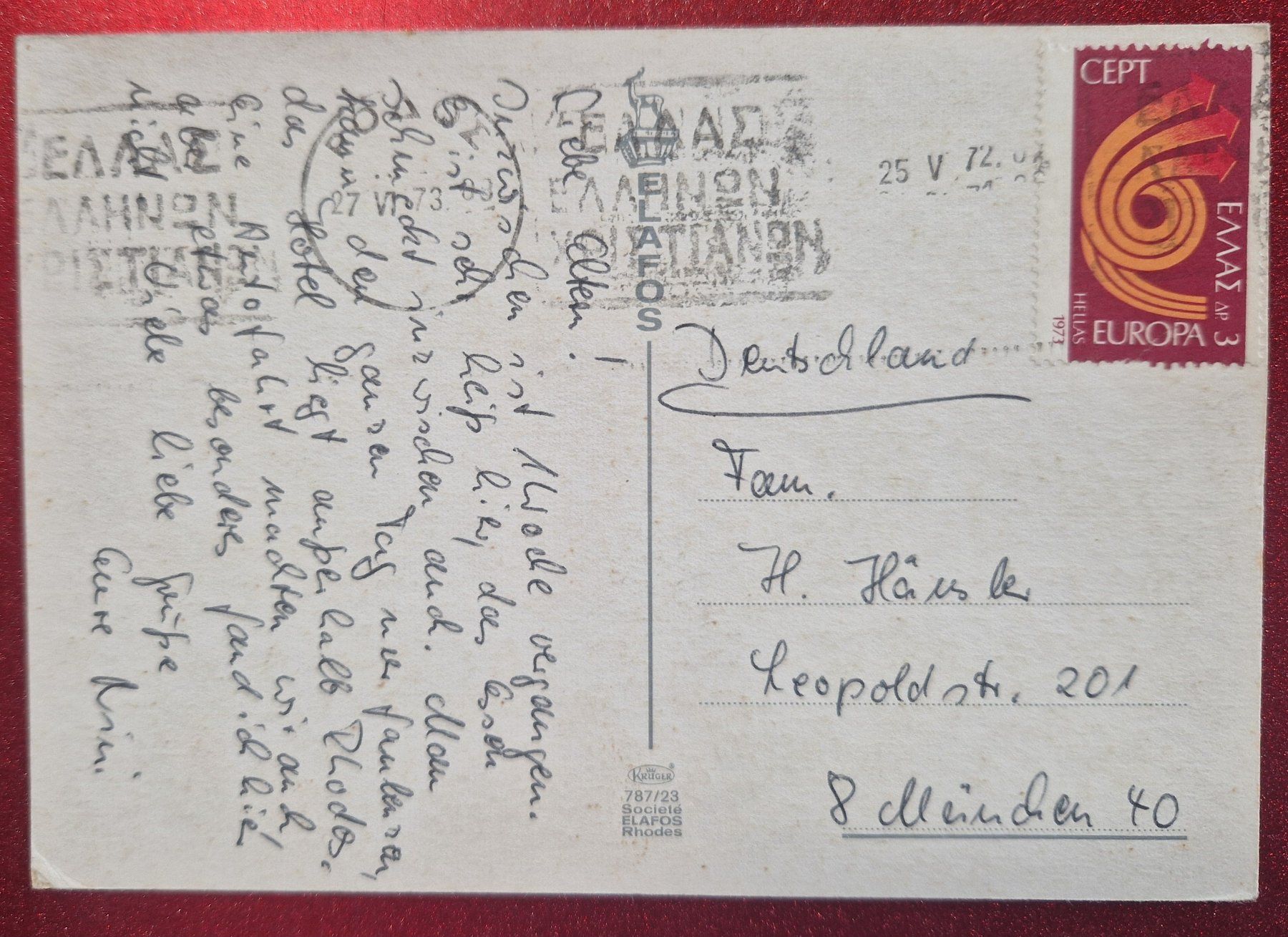 Cartoline postali: Rhodos Griechenland 1973 – Usato da Melchnau venduto da Arthurius 1