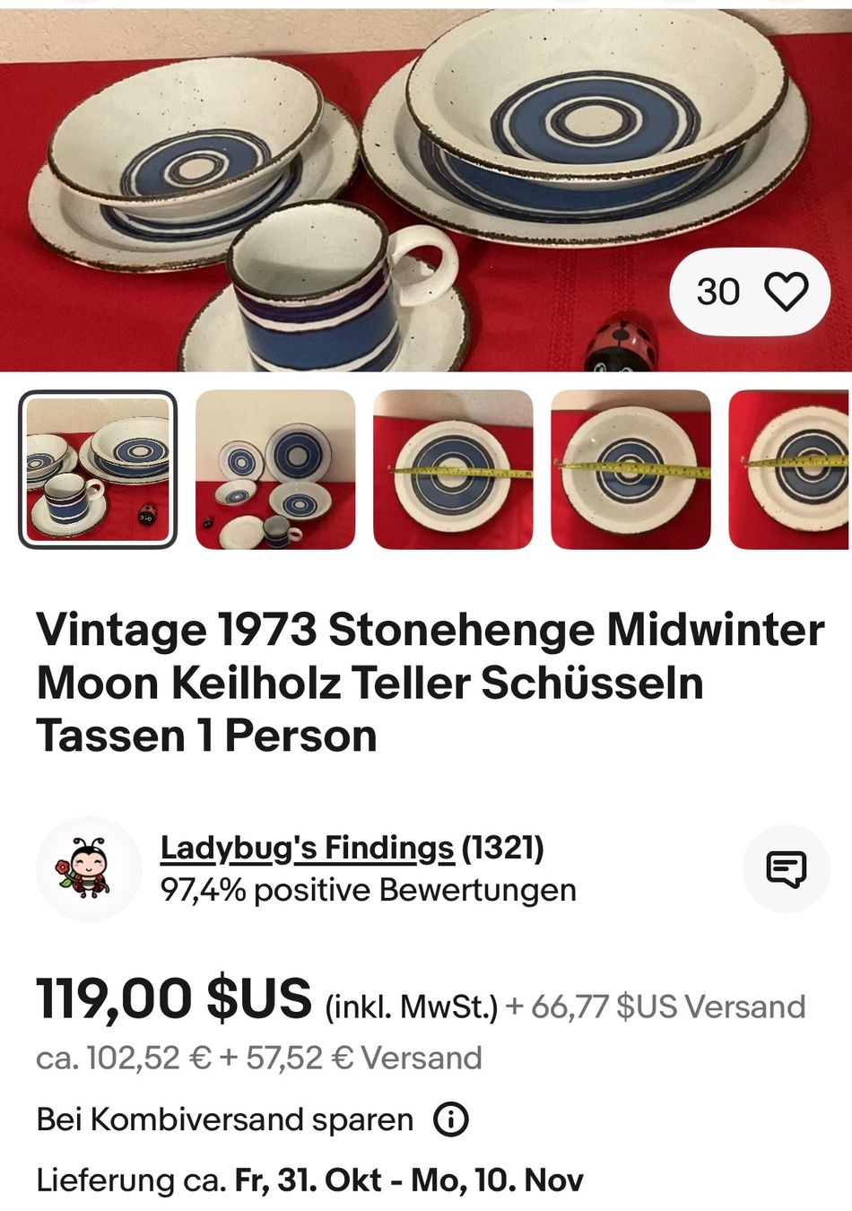 Set di piatti: Kaffeetassen, Midwinter, Vintage 1973 Stonehenge. – Usato da Uster venduto da chlini1983 7