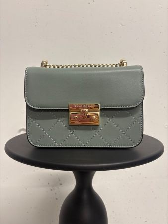 Seidenfelt Umhängetasche mint gold kleine Tasche Kette