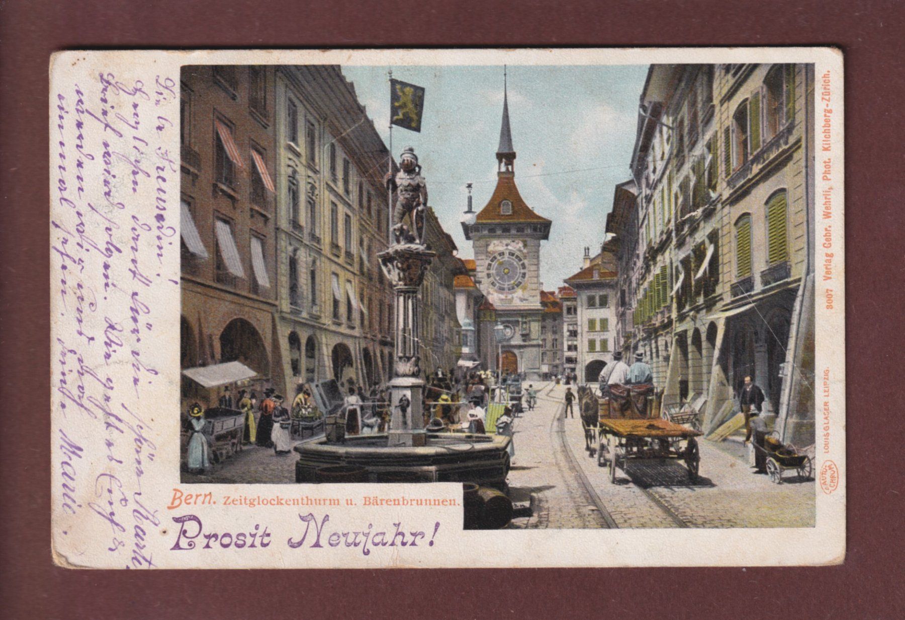 Cartoline postali: BERN - Bärenbrunnen - Kutsche - 1902 – Usato da Pully venduto da nicecards