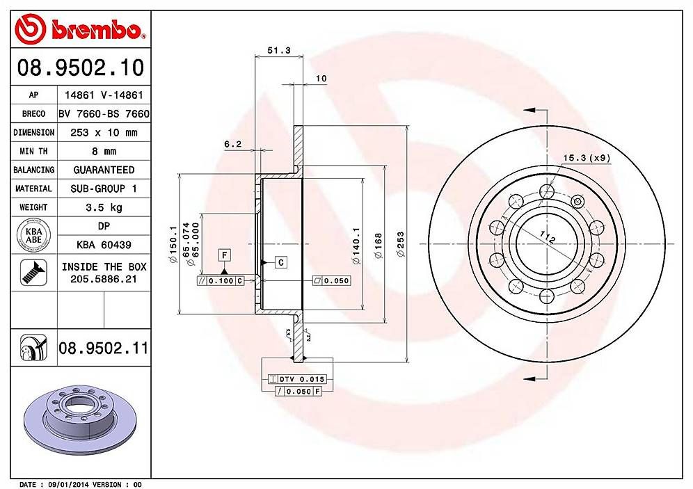 Alle Autoersatzteile: BREMBO 08.9502.11 Bremsscheibe – Gebraucht aus Bühl BE von mar_dcm7 2