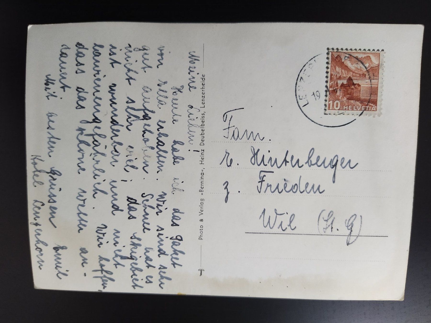Cartoline postali: Lenzerheide mit Winterlandschaft! dat 1947? – Usato da Ohmstal venduto da Lebensfreude05 1