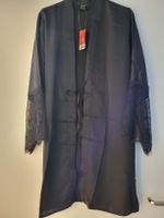 Esmara Satin Morgenmantel Kimono Spitze Schwarz in M Neu