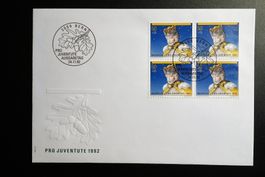 1992 5 FDC mit Viererblöcken "Waldbäume"