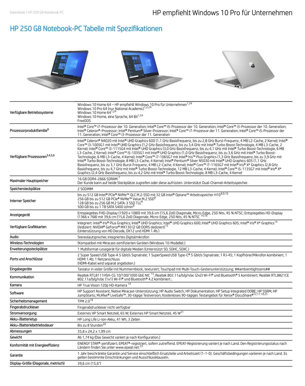 Hewlett Packard Notebooks: HP 250 G8 Notebook-PC – Gebraucht aus Spreitenbach von Hemingway69 8