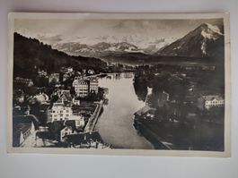 Thun mit Alpen - Winter, Schlosshotel Freienhof? dat. 1924