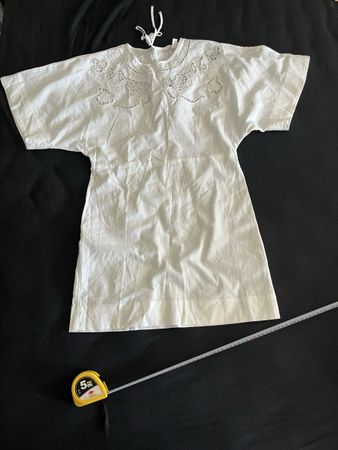 H&M Linen Blend Kleid Weiss, Stickerei