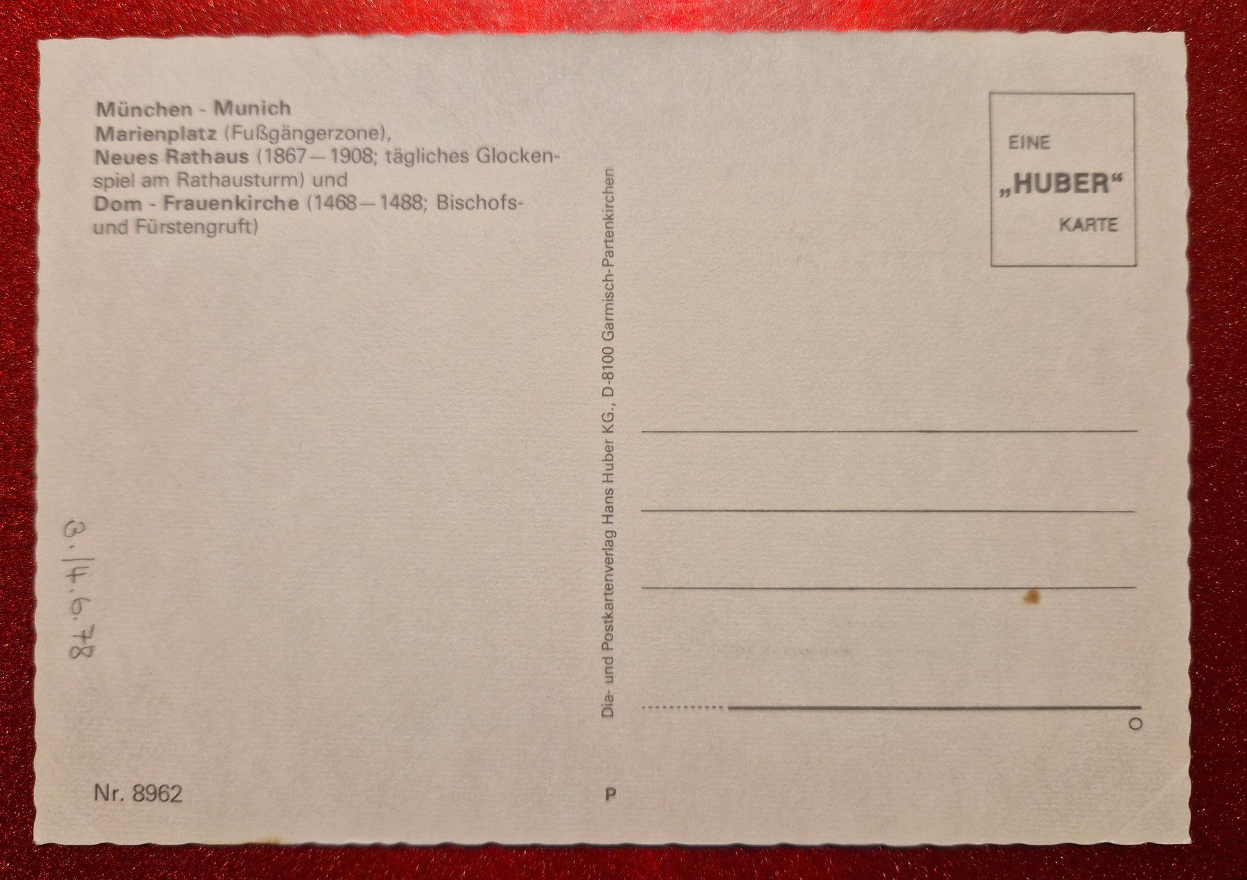 Cartoline postali: München Marienplatz 1978 top – Nuovo (secondo la descrizione) da Melchnau venduto da Arthurius 1