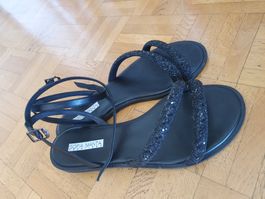 Sandalen, schwarz mit Glitzer Gr. 38