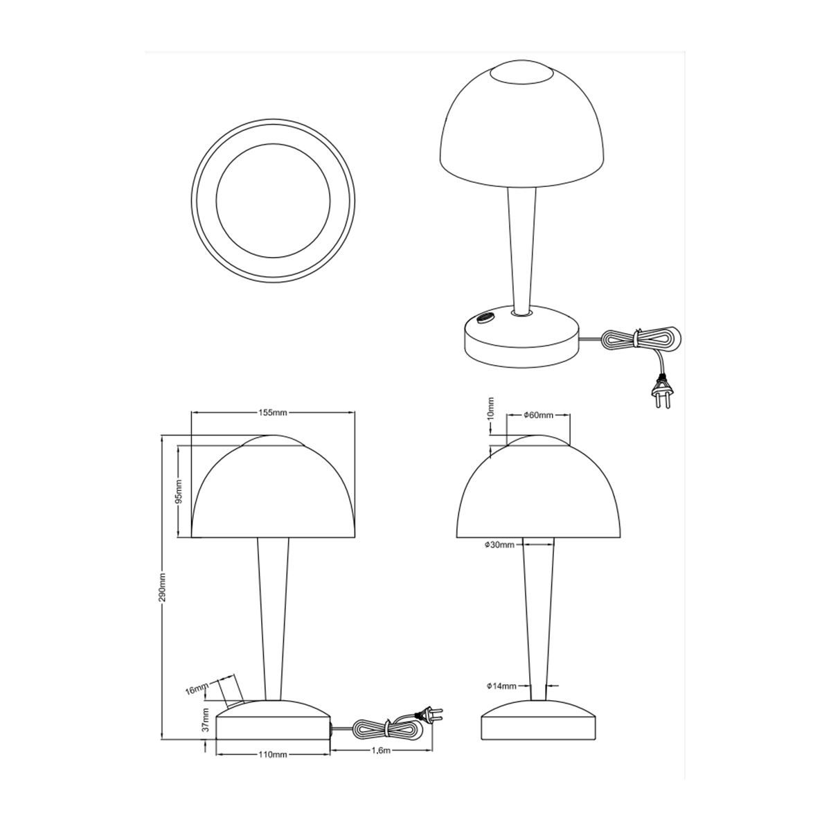 Lampade: LED Tischleuchte, Dimmer, 15 cm Ø – Nuovo (secondo la descrizione) da Kreuzlingen venduto da Smart-Light 4