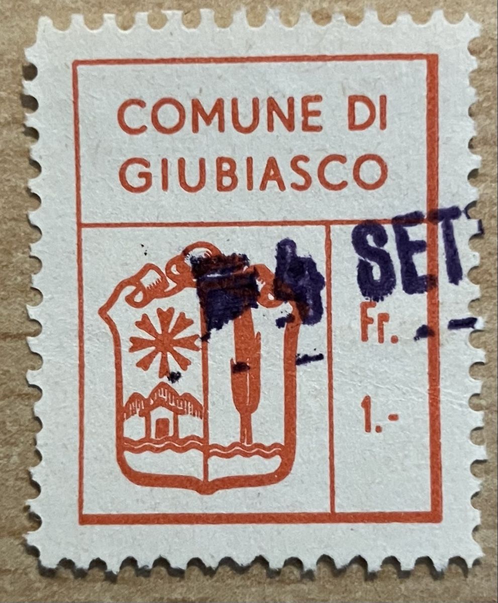 Tutti i francobolli: Fiskalmarke Comune di Giubiasco Stempel 1 Fr. – Usato da Hunzenschwil venduto da zibu88