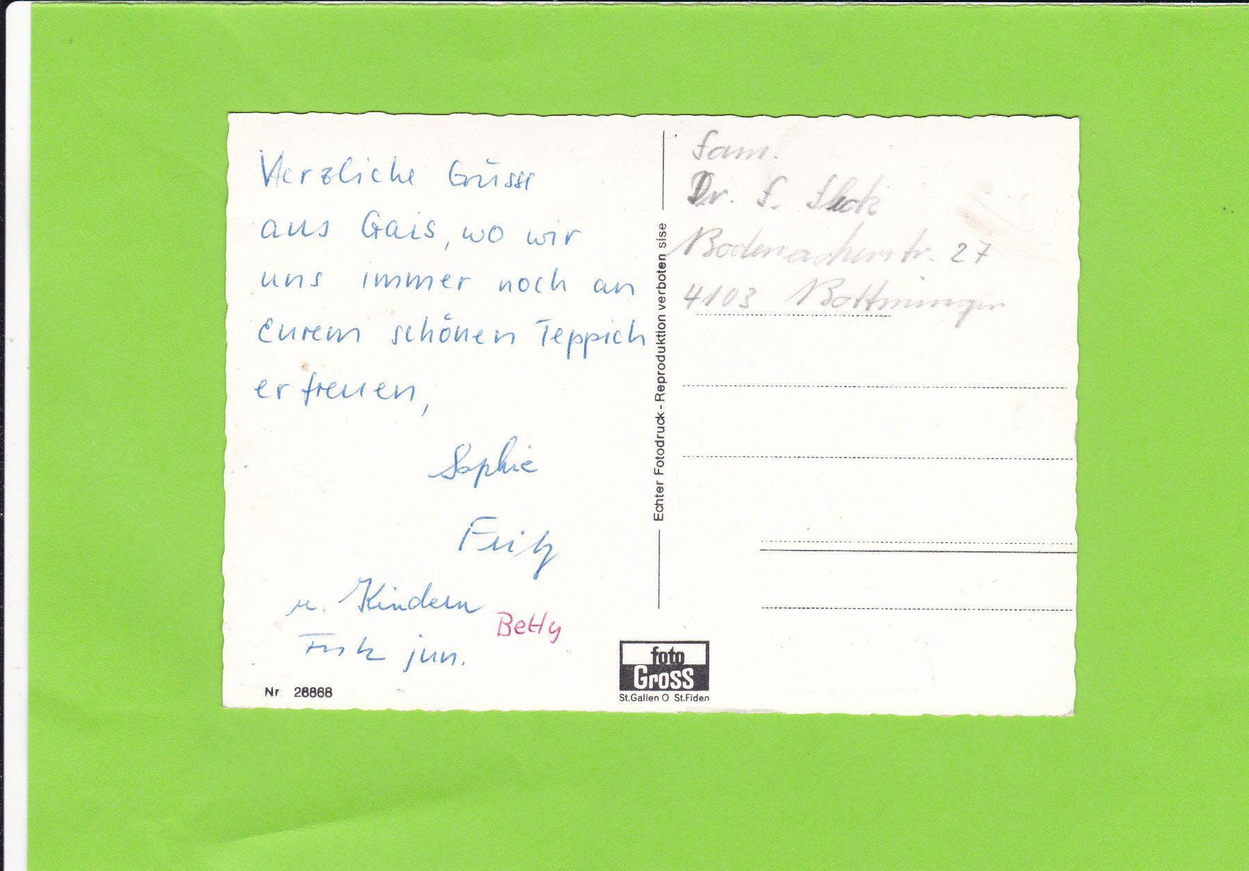Cartoline postali: Gais – Usato da St. Peterzell venduto da neckertal 1