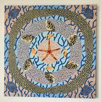 Handgemaltes Unterwasser Mandala 50 x 50