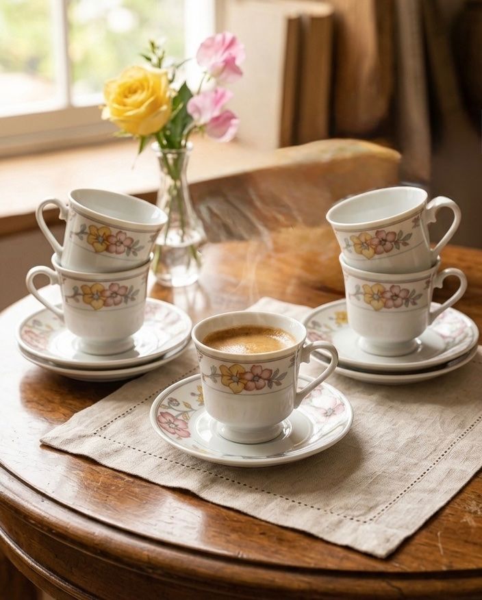 Tazze: Set Cups Porcelain Fine – Nuovo e nell'imballaggio originale da Sorens venduto da purpureta