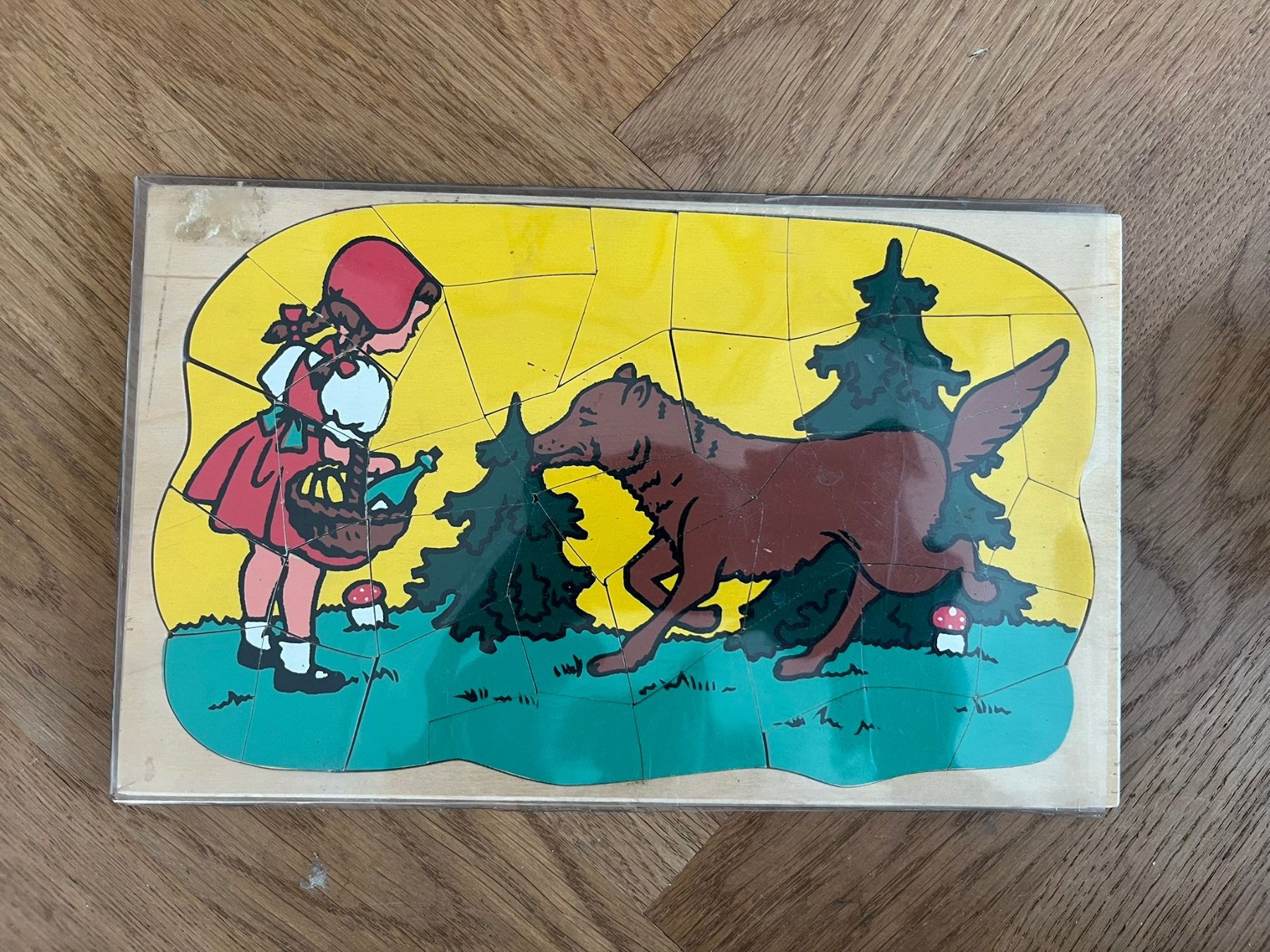 Puzzle: Vintage-Holzpuzzle "Rotkäppchen und der Wolf" – Usato da Wädenswil venduto da Aniares2 2