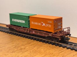 e1943 Top: Flachwagen mit 2 Containern (Spur N)