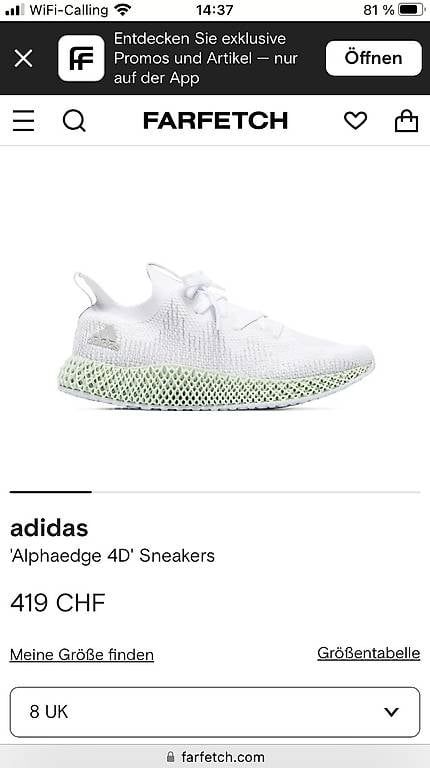 Scarpe da uomo: Adidas alphaedge 4D – Usato da Wilen b. Wollerau venduto da romanwaser 4