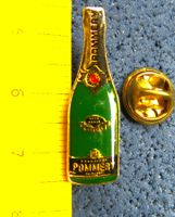 POMERY CHAMPAGNER FLSCHE SCHMUCK-PIN GLASIERT GOLDIG