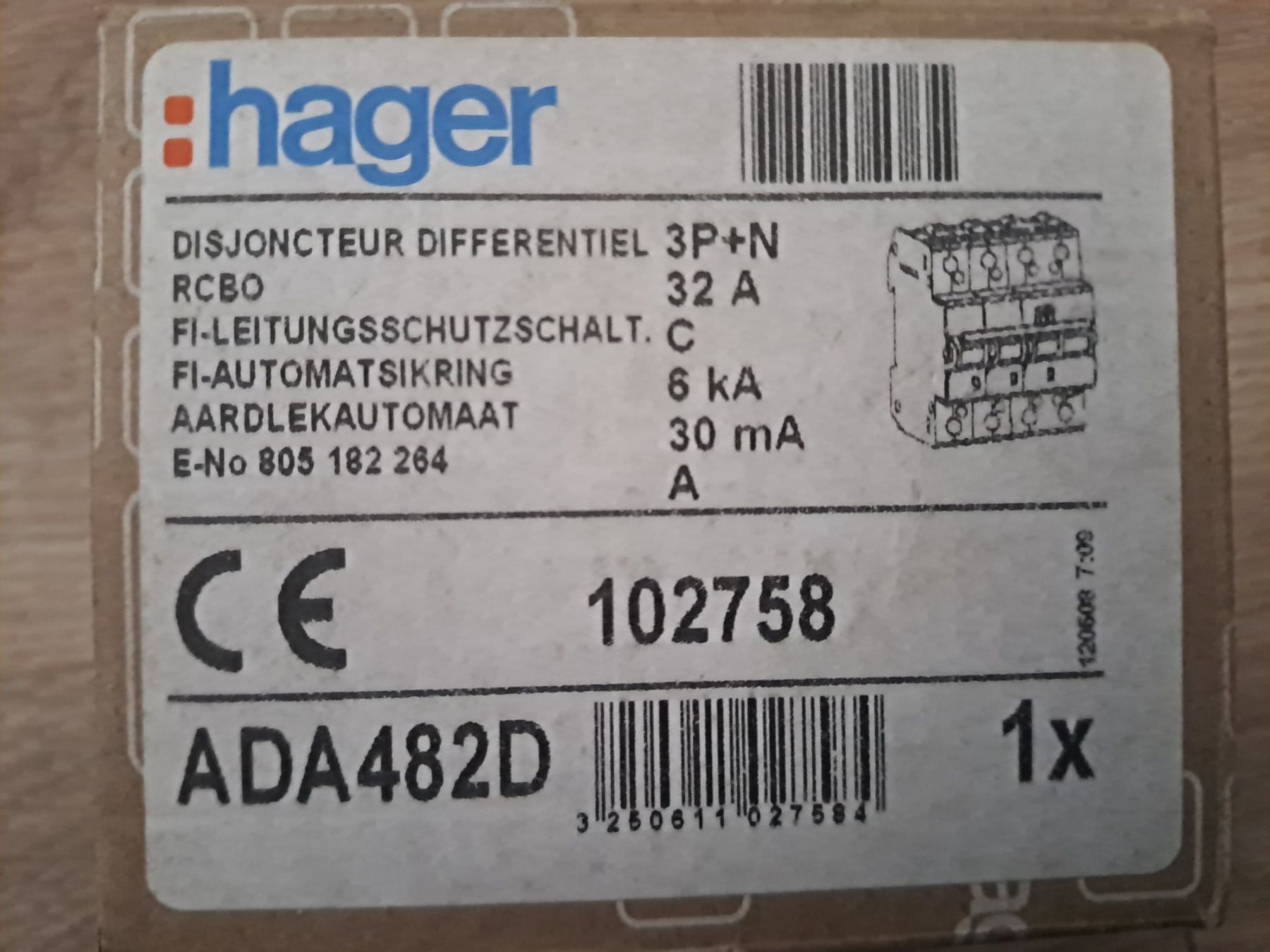 Hager Stromzufuhr: FI / LS    Fehlerstromschutzschalter- Leitungsschutzschalter – Neu und originalverpackt aus Muri AG von toemi-5630 1