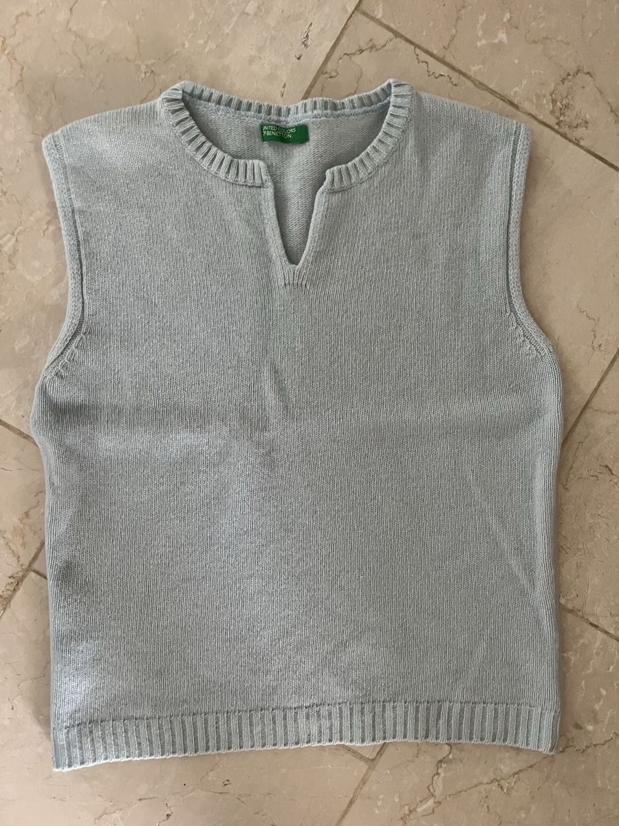 Benetton Gilets & Westen: eisblauer Pullunder, ärmelloser Pullover, Gilet XS Benetton – Gebraucht aus Jona von simsa02 3